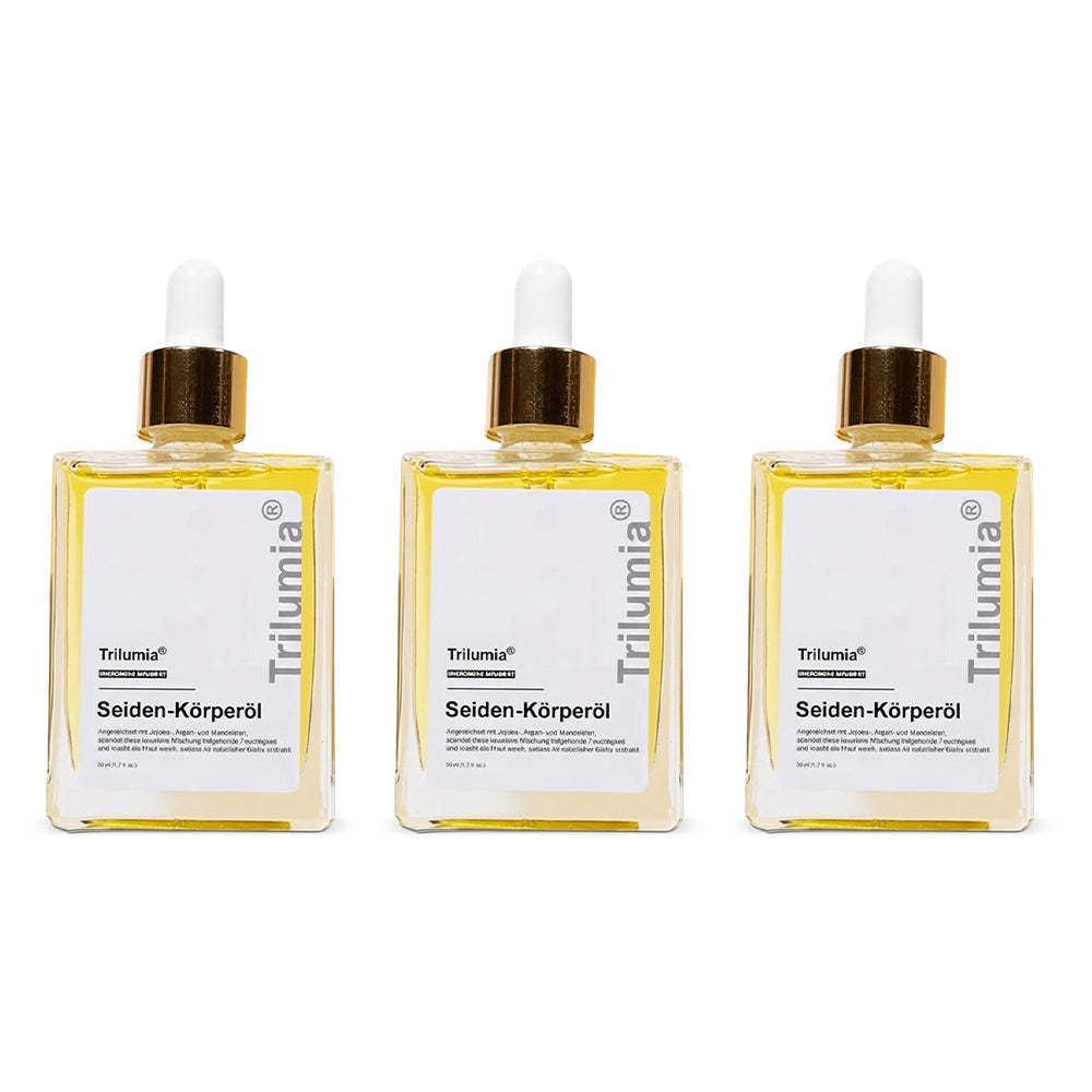 💐 Trilumia® Seiden-Körperöl 💕 Dermatest® geprüft – Strafft, glättet und festigt die Haut, reduziert Falten und stellt die jugendliche Elastizität wieder her.