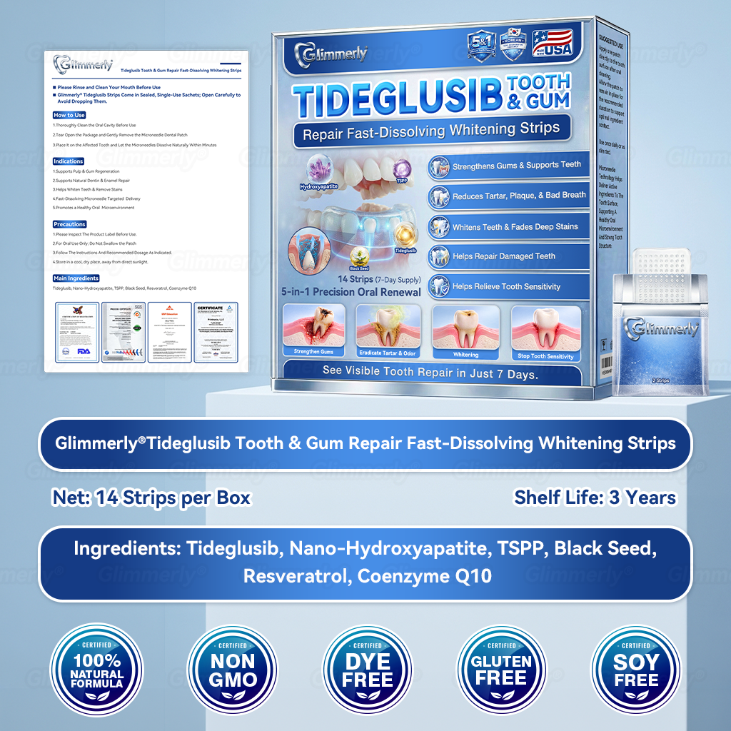 Smile instantly 🦷 𝐺𝑙𝑖𝑚𝑚𝑒𝑟𝑙𝑦®⭐⭐ 𝑇𝑖𝑑𝑒𝑔𝑙𝑢𝑠𝑖𝑏 𝑇𝑜𝑜𝑡ℎ & 𝐺𝑢𝑚 𝑅𝑒𝑝𝑎𝑖𝑟 𝐹𝑎𝑠𝑡-𝐷𝑖𝑠𝑠𝑜𝑙𝑣𝑖𝑛𝑔 𝑊ℎ𝑖𝑡𝑒𝑛𝑖𝑛𝑔 𝑆𝑡𝑟𝑖𝑝𝑠  (𝟓-𝐢𝐧-𝟏 💎 𝐑𝐞𝐛𝐮𝐢𝐥𝐝 𝐄𝐧𝐚𝐦𝐞𝐥 & 𝐃𝐞𝐧𝐭𝐢𝐧 • 𝐒𝐭𝐫𝐞𝐧𝐠𝐭𝐡𝐞𝐧 𝐆𝐮𝐦𝐬 • 𝐄𝐫𝐚𝐝𝐢𝐜𝐚𝐭𝐞 𝐓𝐚𝐫𝐭𝐚𝐫 & 𝐎𝐝𝐨𝐫 • 𝐖𝐡𝐢𝐭𝐞𝐧𝐢𝐧𝐠 • 𝐒𝐭𝐨𝐩 𝐓𝐨𝐨𝐭𝐡 𝐒𝐞𝐧𝐬𝐢𝐭𝐢𝐯𝐢𝐭𝐲)