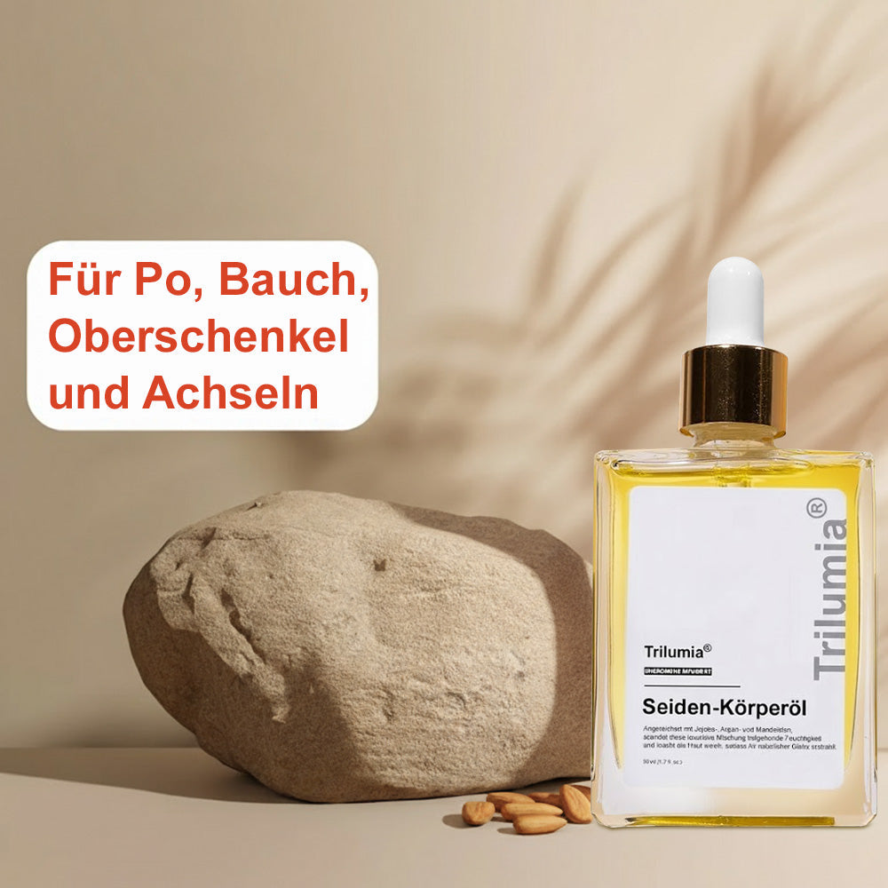 💐 Trilumia® Seiden-Körperöl 💕 Dermatest® geprüft – Strafft, glättet und festigt die Haut, reduziert Falten und stellt die jugendliche Elastizität wieder her.