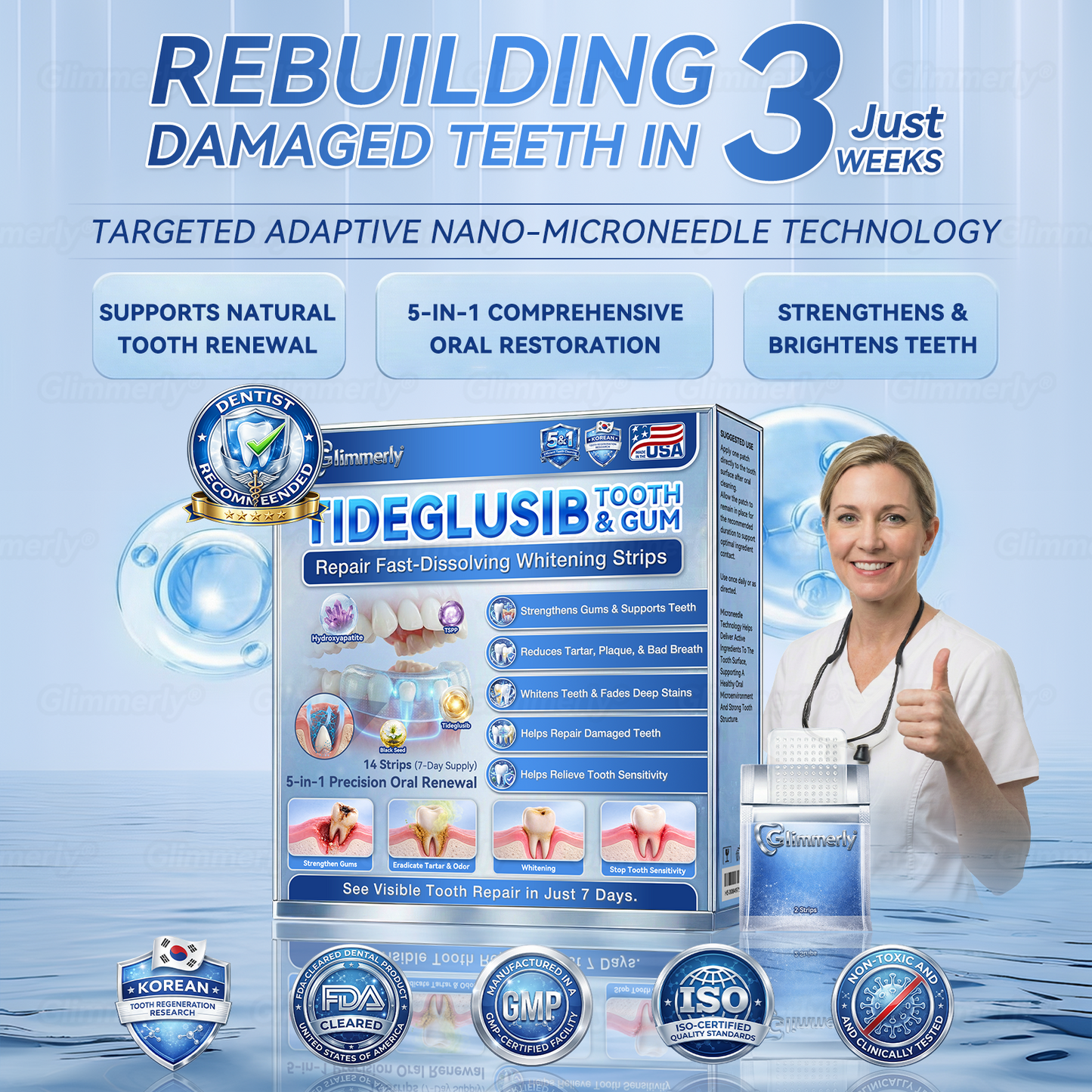 Smile instantly 🦷 𝐺𝑙𝑖𝑚𝑚𝑒𝑟𝑙𝑦®⭐⭐ 𝑇𝑖𝑑𝑒𝑔𝑙𝑢𝑠𝑖𝑏 𝑇𝑜𝑜𝑡ℎ & 𝐺𝑢𝑚 𝑅𝑒𝑝𝑎𝑖𝑟 𝐹𝑎𝑠𝑡-𝐷𝑖𝑠𝑠𝑜𝑙𝑣𝑖𝑛𝑔 𝑊ℎ𝑖𝑡𝑒𝑛𝑖𝑛𝑔 𝑆𝑡𝑟𝑖𝑝𝑠  (𝟓-𝐢𝐧-𝟏 💎 𝐑𝐞𝐛𝐮𝐢𝐥𝐝 𝐄𝐧𝐚𝐦𝐞𝐥 & 𝐃𝐞𝐧𝐭𝐢𝐧 • 𝐒𝐭𝐫𝐞𝐧𝐠𝐭𝐡𝐞𝐧 𝐆𝐮𝐦𝐬 • 𝐄𝐫𝐚𝐝𝐢𝐜𝐚𝐭𝐞 𝐓𝐚𝐫𝐭𝐚𝐫 & 𝐎𝐝𝐨𝐫 • 𝐖𝐡𝐢𝐭𝐞𝐧𝐢𝐧𝐠 • 𝐒𝐭𝐨𝐩 𝐓𝐨𝐨𝐭𝐡 𝐒𝐞𝐧𝐬𝐢𝐭𝐢𝐯𝐢𝐭𝐲)